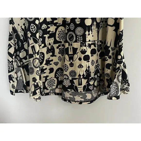 LuLaRoe Black and Cream Disney Patterned Tunic Top - Picture 4 of 5